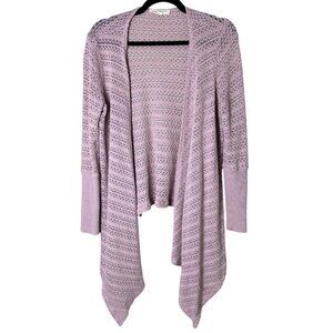 PAINTED THREADS Open Weave Drape Front Blush Pink Cardigan Size Medium